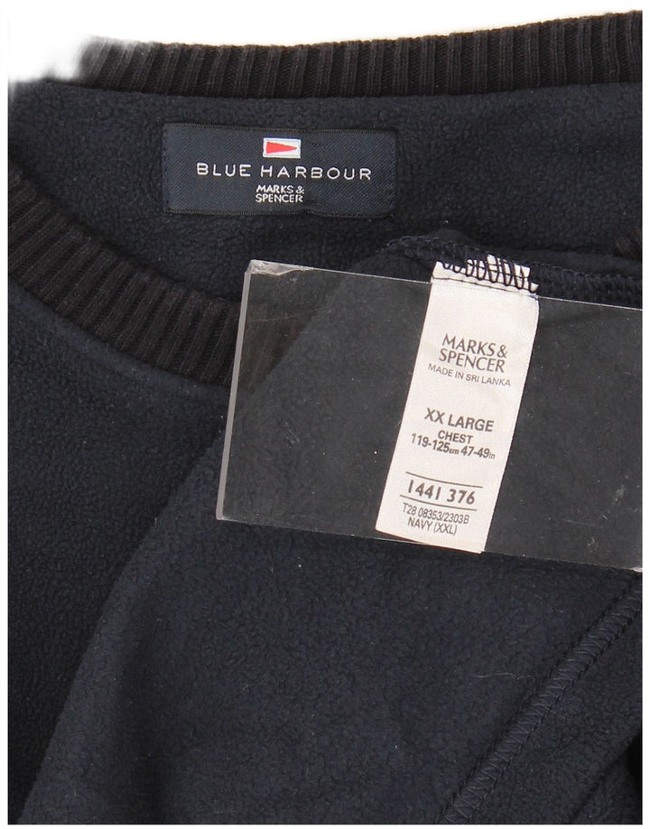 Suéter de lã masculino Marks & Spencer Blue Harbor 2XL poliéster azul marinho