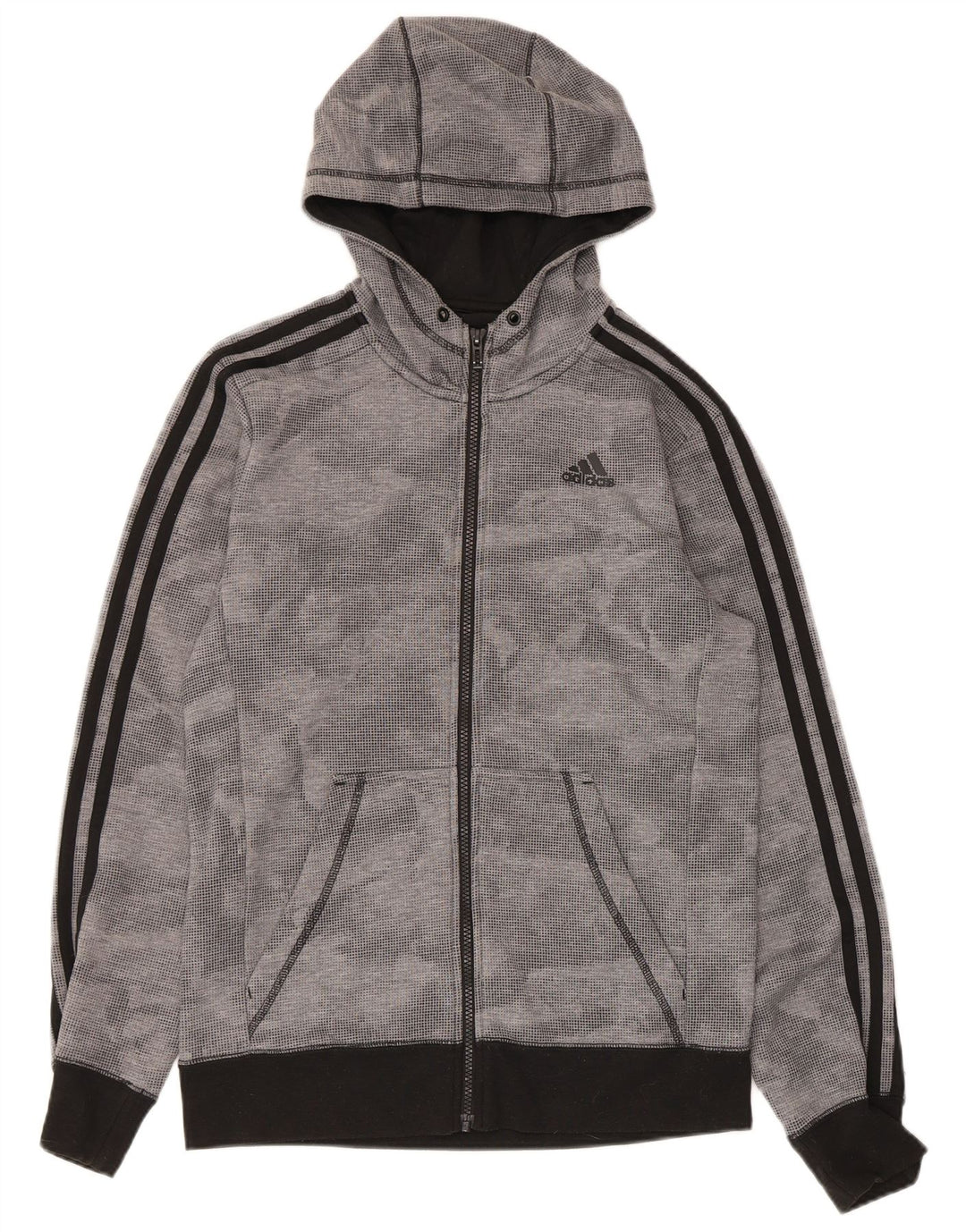 Suéter masculino Adidas Climalite Zip com capuz pequeno poliéster manchado cinza