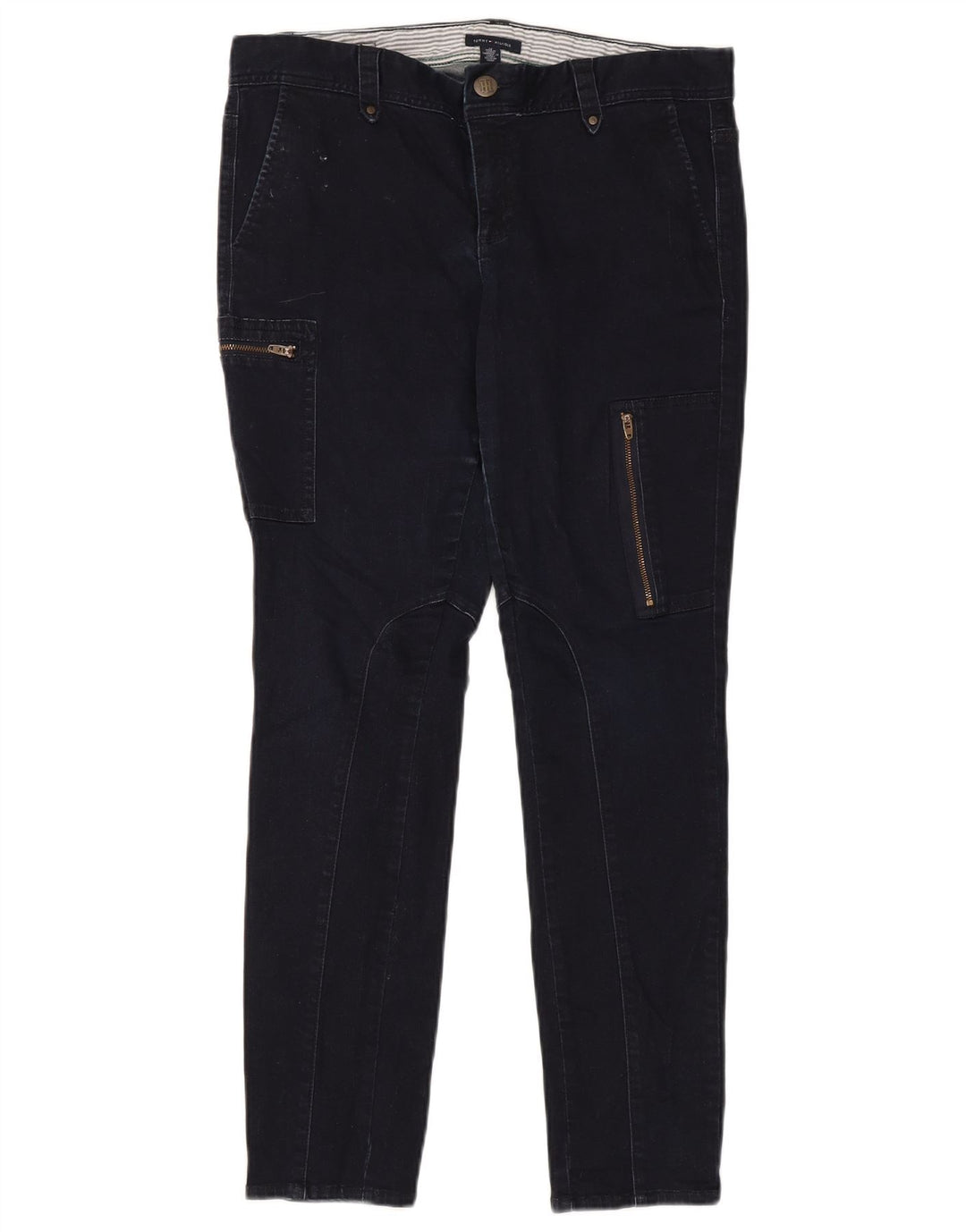 Jeans feminino Tommy Hilfiger Cargo Slim US 12 grande W34 L30 azul marinho algodão