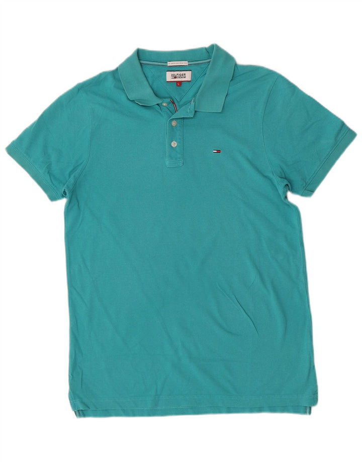 Camisa polo masculina Tommy Hilfiger grande turquesa