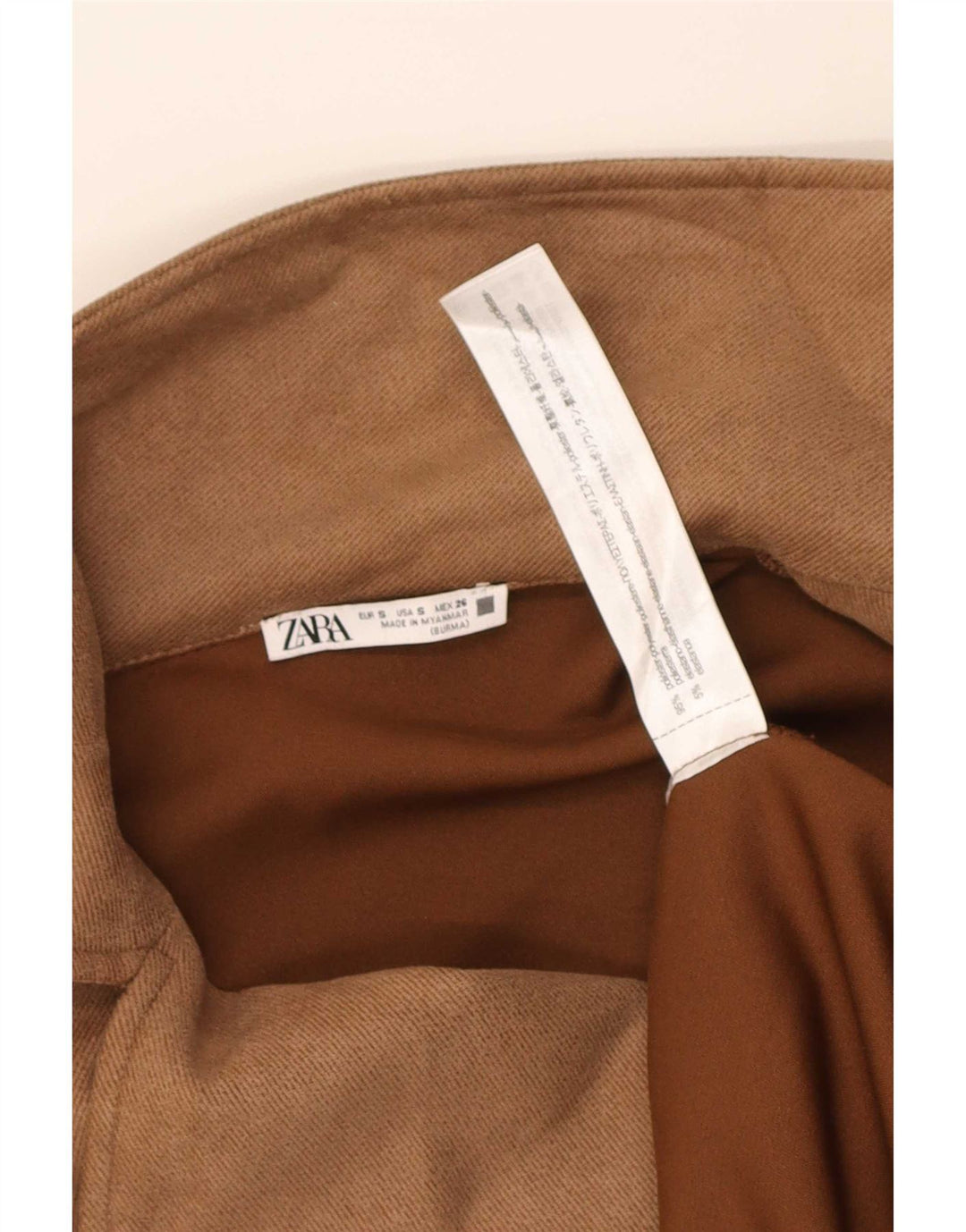 Sobretudo feminino Zara UK 10 pequeno poliéster marrom