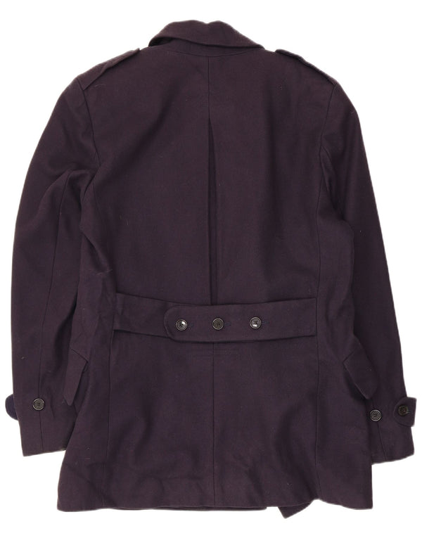 Trench Coat Masculino French Connection Reino Unido 38 Lã Virgem Azul Marinho Médio