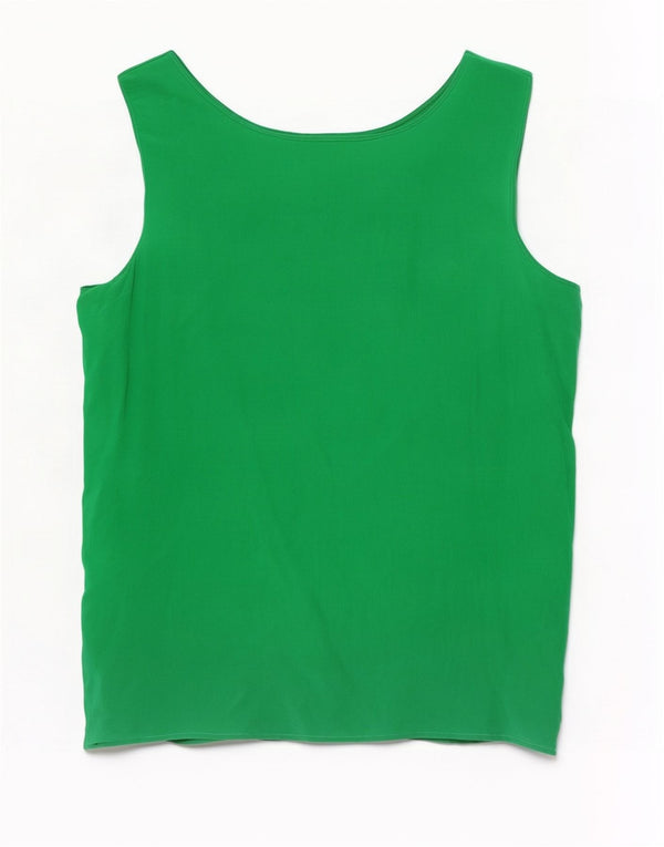 Blusa feminina vintage sem mangas Top UK 16 seda verde grande