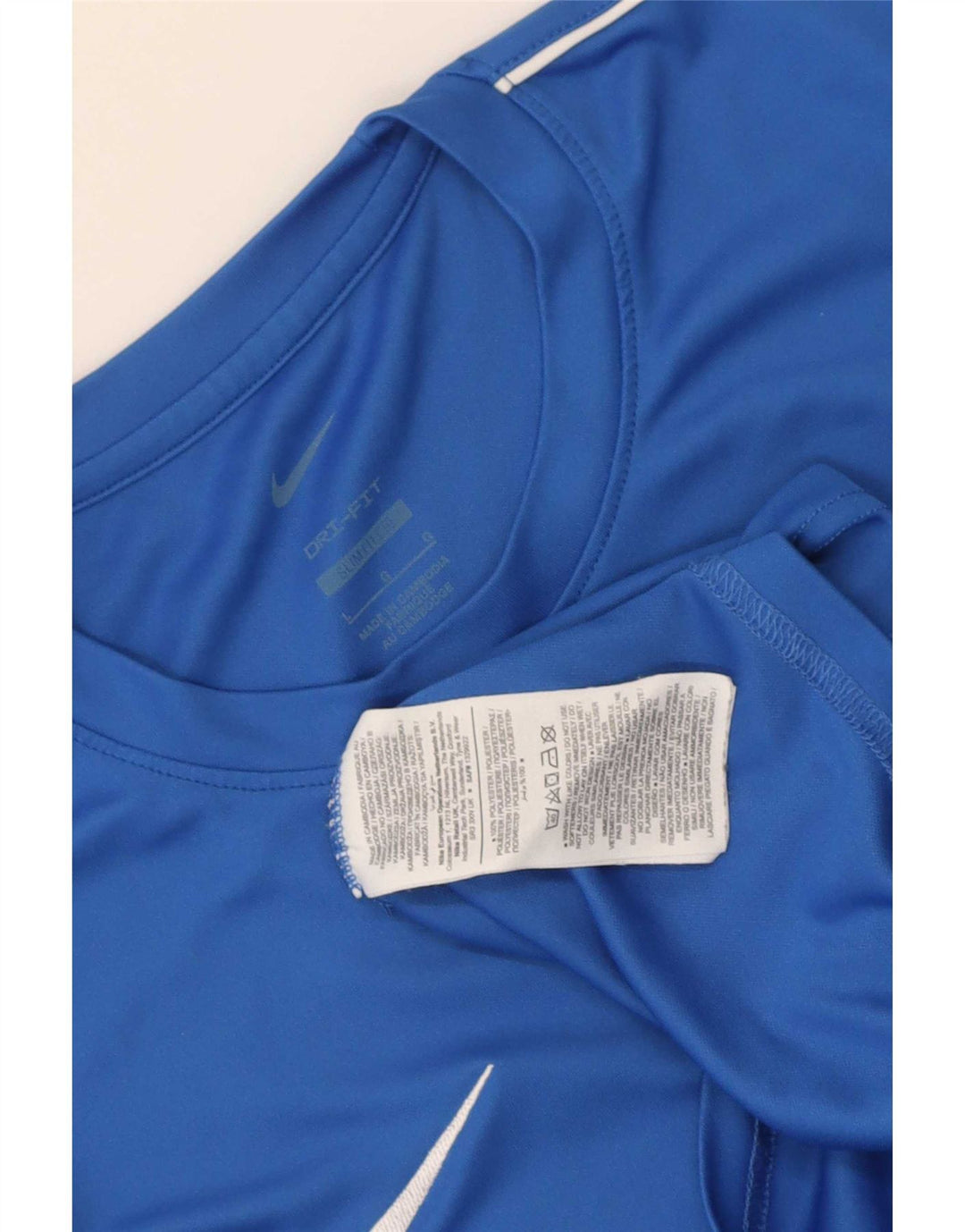Nike Mens Dri Fit Slim Fit Camiseta Top Grande Azul Poliéster