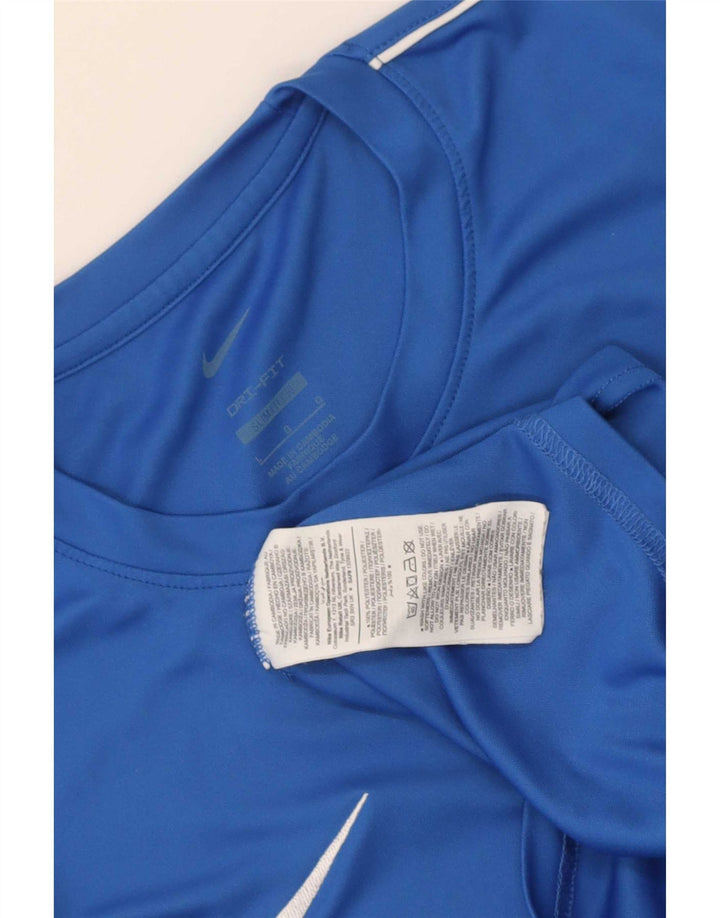 Nike Mens Dri Fit Slim Fit Camiseta Top Grande Azul Poliéster