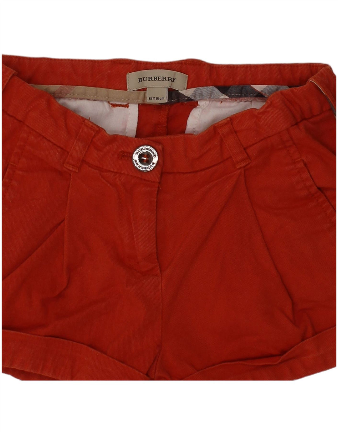 Burberry Girls Chino Shorts 5-6 anos W22 algodão vermelho clássico