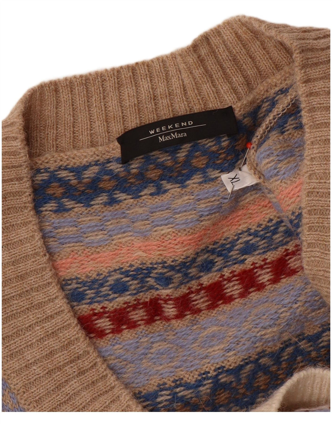 Suéter feminino Max Mara com decote em V para fim de semana Reino Unido 18 XL multicolorido