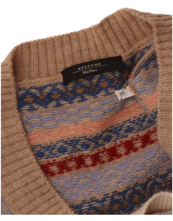 Suéter feminino Max Mara com decote em V para fim de semana Reino Unido 18 XL multicolorido