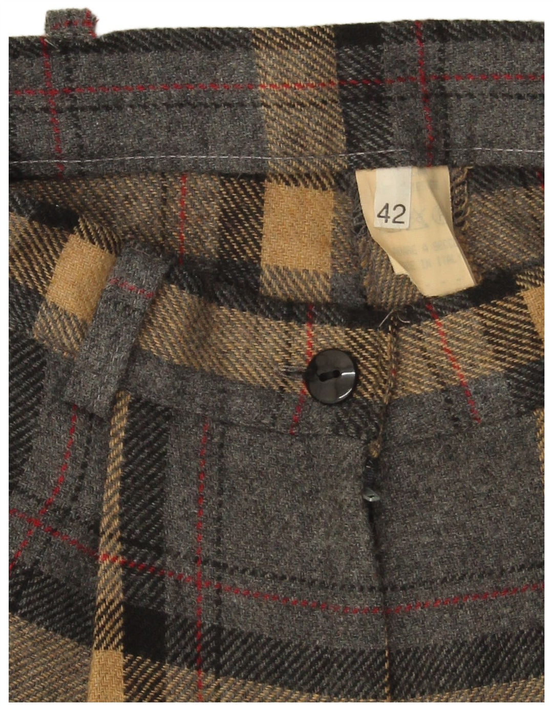 Shorts Chino feminino VINTAGE com perna larga IT 42 médio W28 xadrez cinza