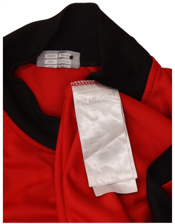 Hummel Boys Graphic Top manga comprida 14-15 anos grande bloco colorido vermelho