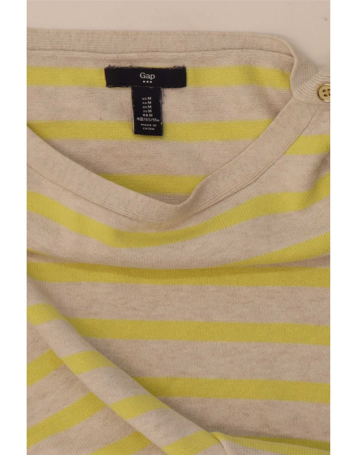 Blusa feminina manga 3/4 Gap UK 12 listrada bege média