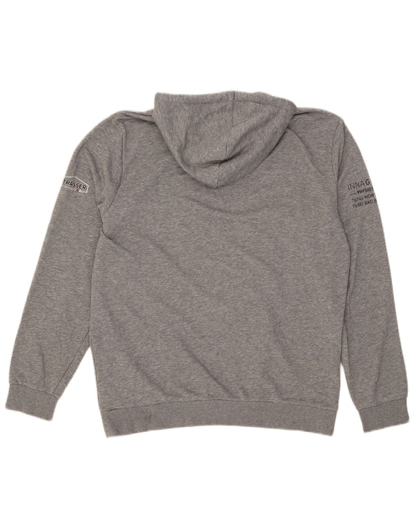 Suéter com capuz gráfico masculino Puma grande algodão manchado cinza