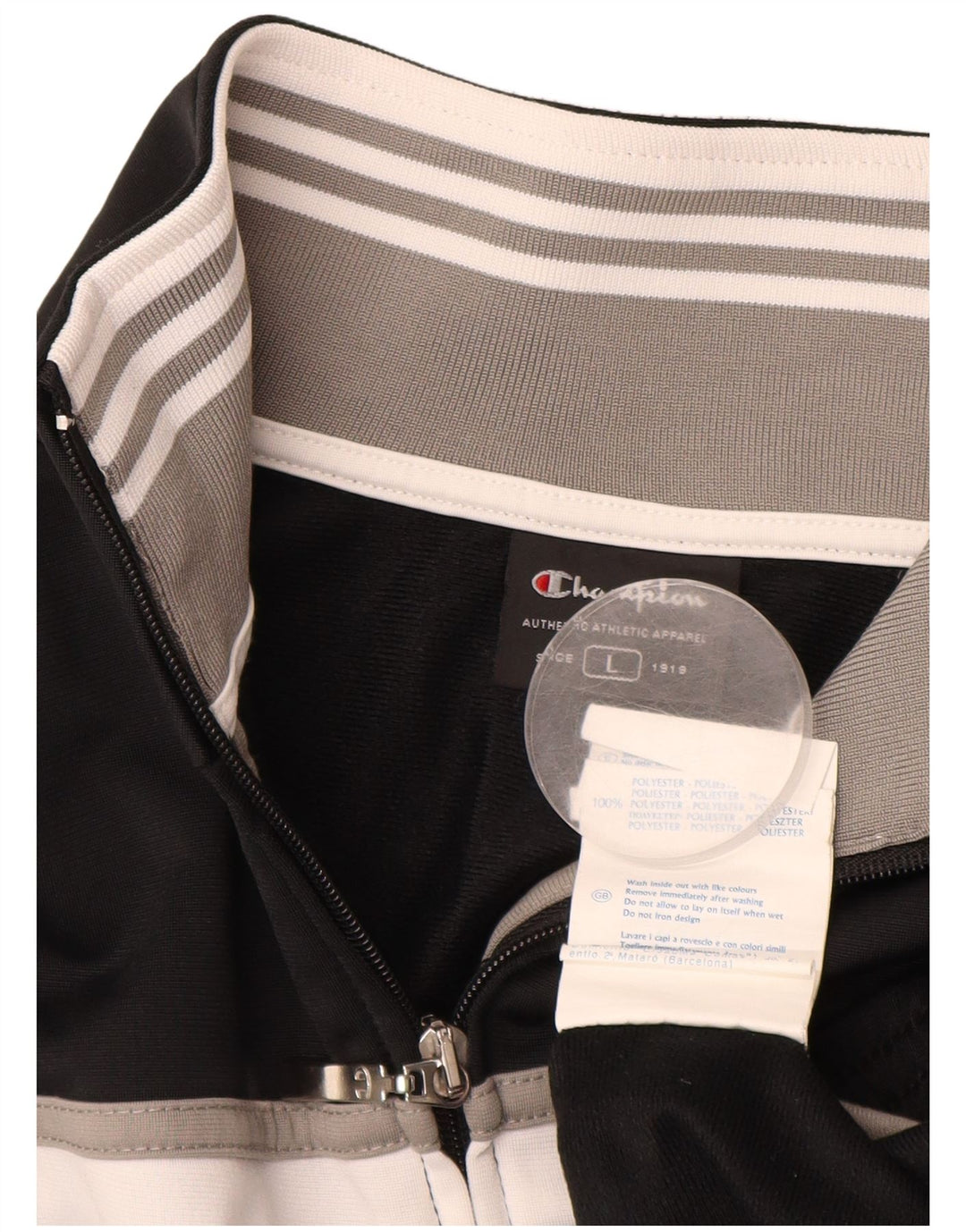 CHAMPION Mens Treino Top Jaqueta Grande Poliéster Colorblock Preto