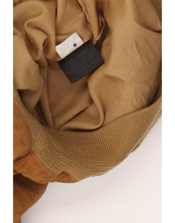 Jaqueta bomber masculina vintage de camurça IT 50 couro marrom grande