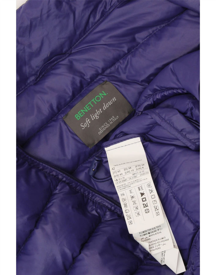Colete acolchoado feminino BENETTON UK 10 pequeno roxo poliamida