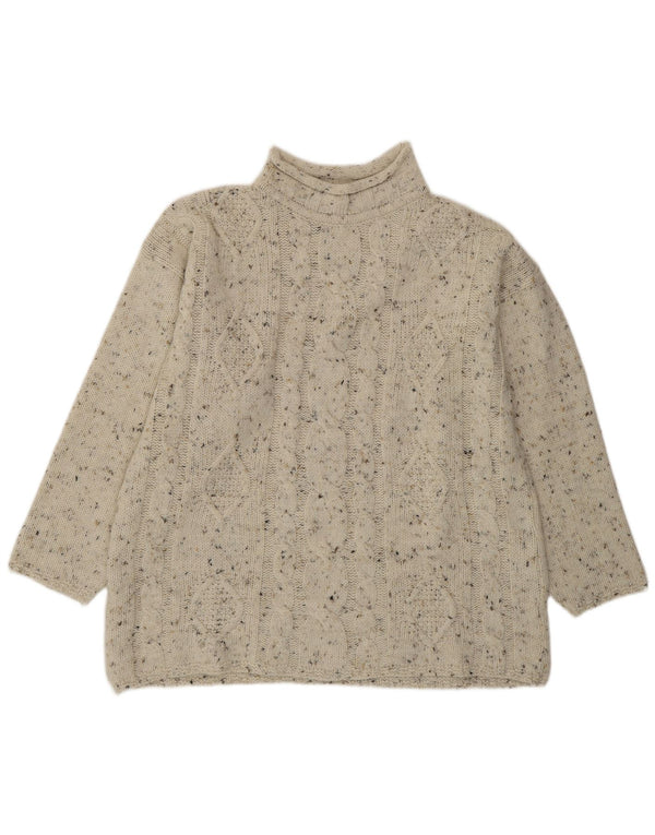 Suéter feminino VINTAGE com gola tartaruga Reino Unido 18 XL cinza manchado acrílico