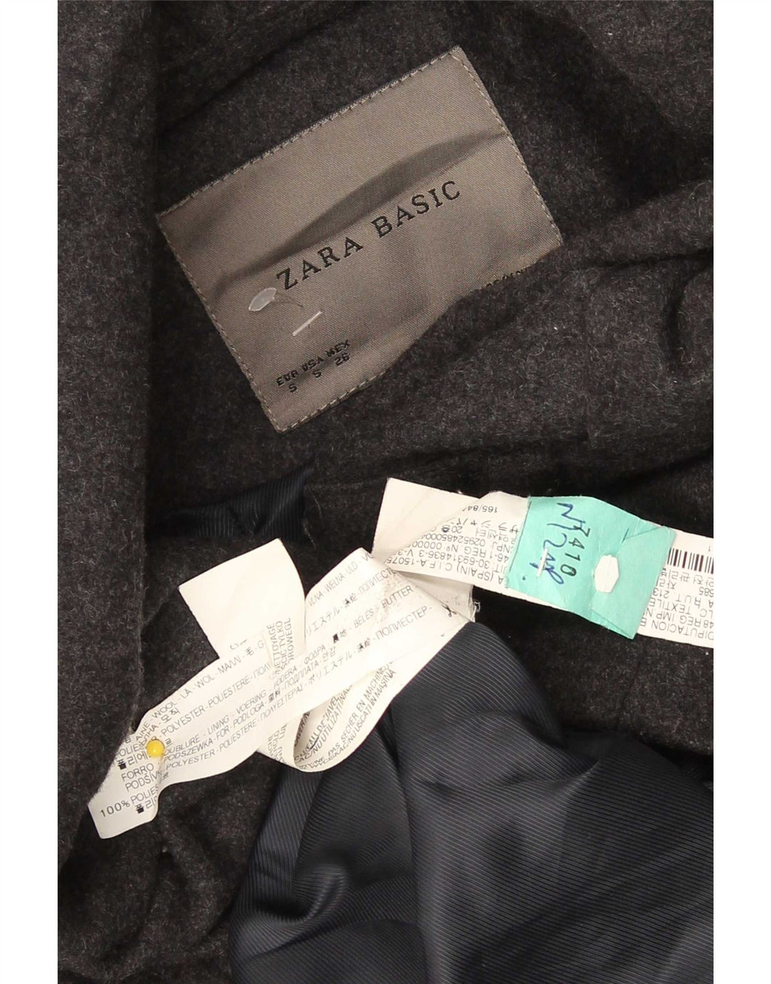 Sobretudo feminino Zara com capuz UK 10 pequeno lã preta