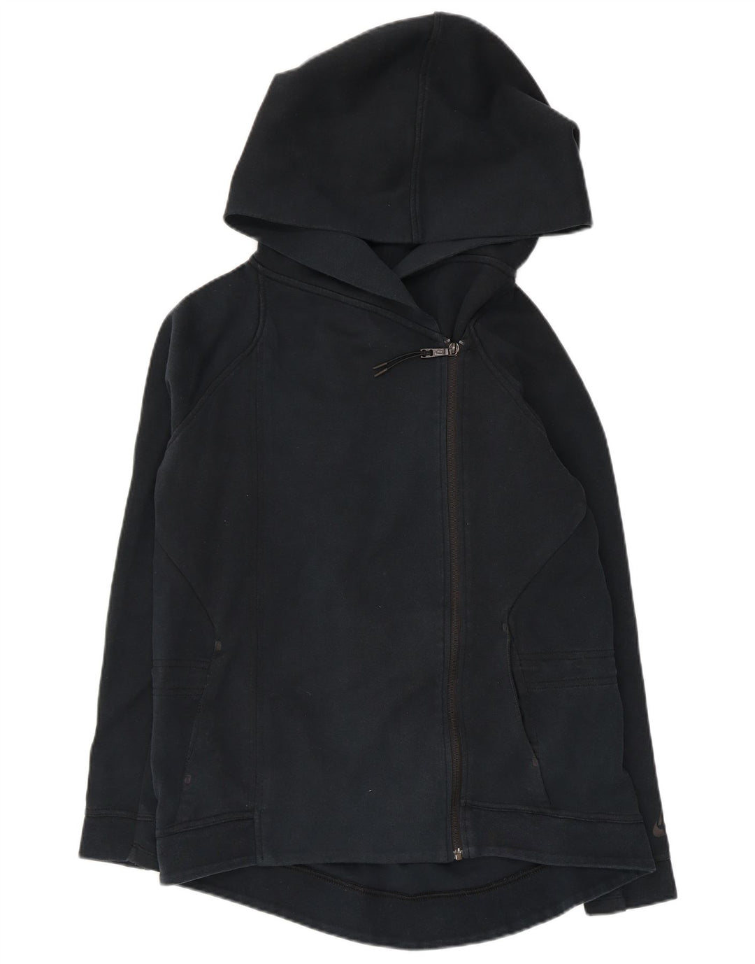 Suéter feminino Nike com capuz e zíper grande, Reino Unido 10, pequeno, azul marinho, algodão