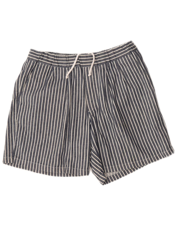 Zara Shorts esportivos masculinos grandes W34 algodão listrado azul