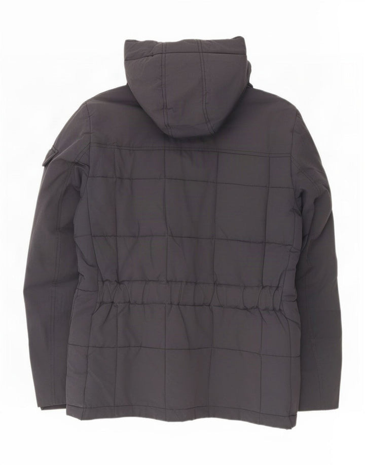 Jaqueta masculina Woolrich acolchoada com capuz Reino Unido 40 grande nylon azul marinho