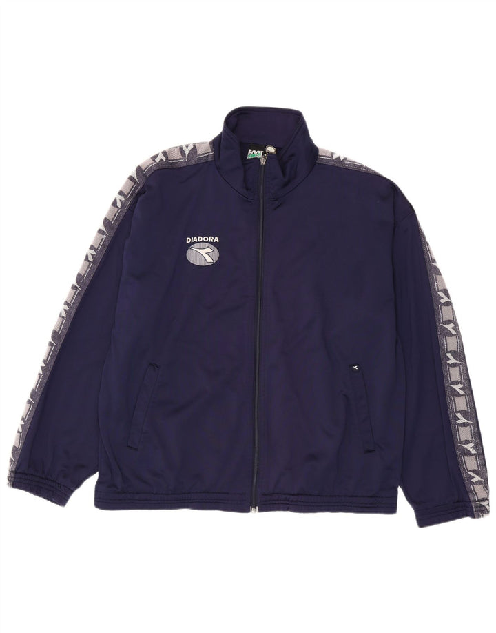 Diadora Mens Graphic Tracksuit Top Jacket UK 40 Médio Azul Marinho Poliéster