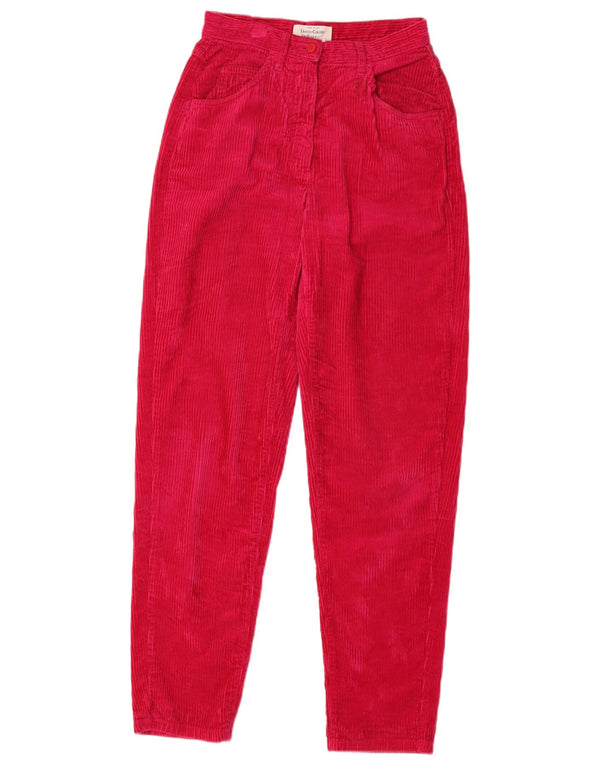 Calça feminina de veludo cotelê Benetton IT 40 pequeno W26 L30 algodão rosa