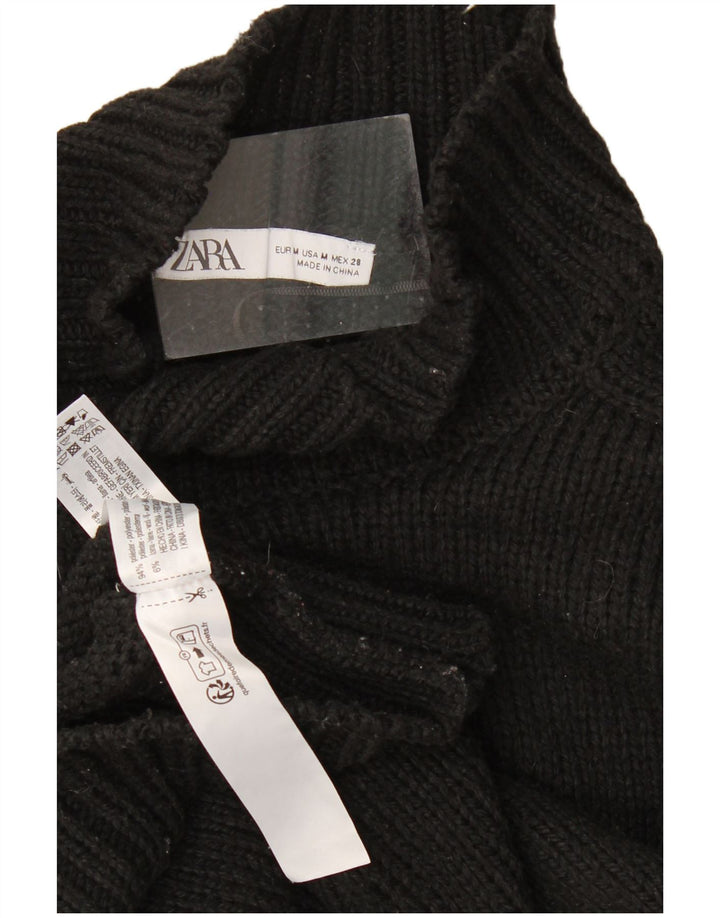 Zara Suéter feminino oversized com gola de tartaruga Reino Unido 14 médio preto