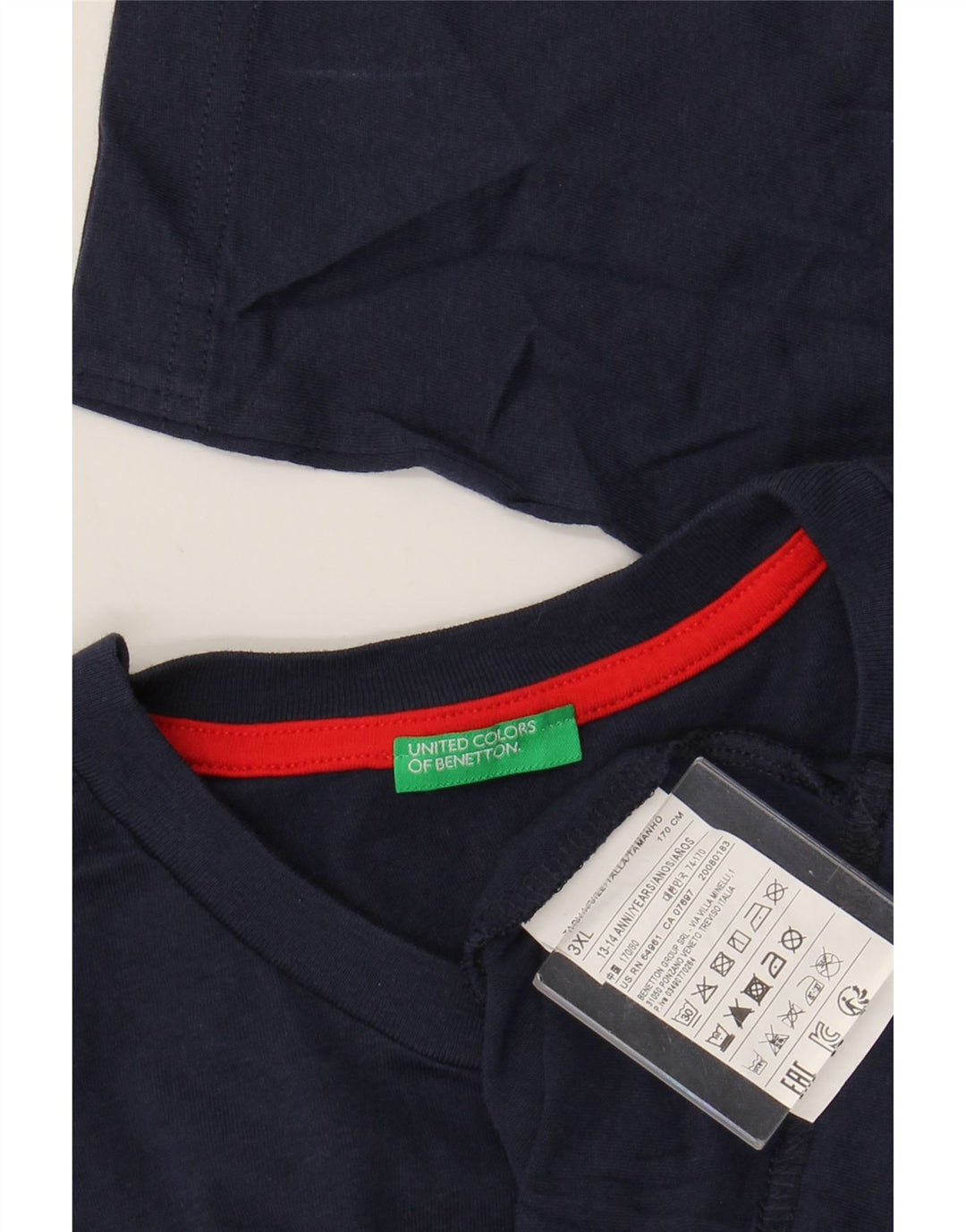 Top gráfico masculino BENETTON manga comprida 13-14 anos 3XL algodão azul marinho