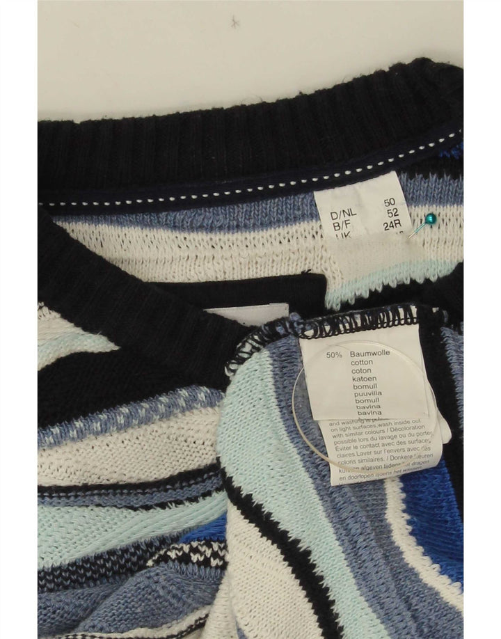Suéter masculino Roger Kent com gola redonda EU 52 grande bloco colorido azul