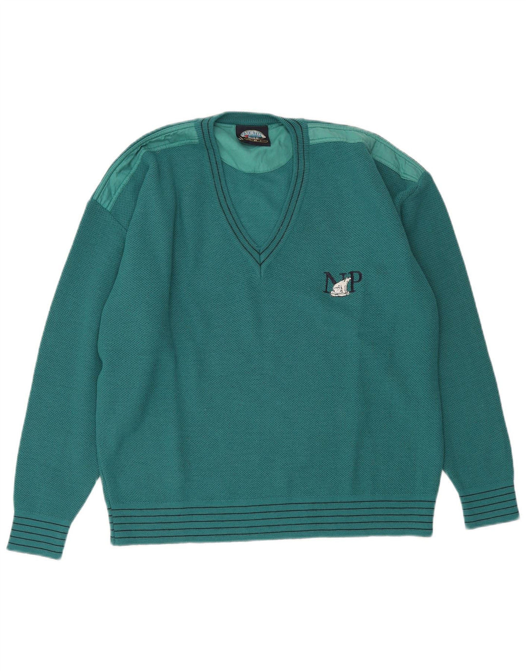 Suéter masculino North Pole com decote em V e ajuste regular de lã verde médio