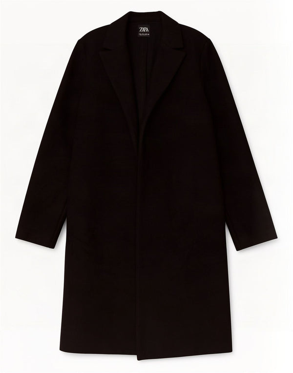 Sobretudo feminino Zara UK 10 pequeno poliéster preto