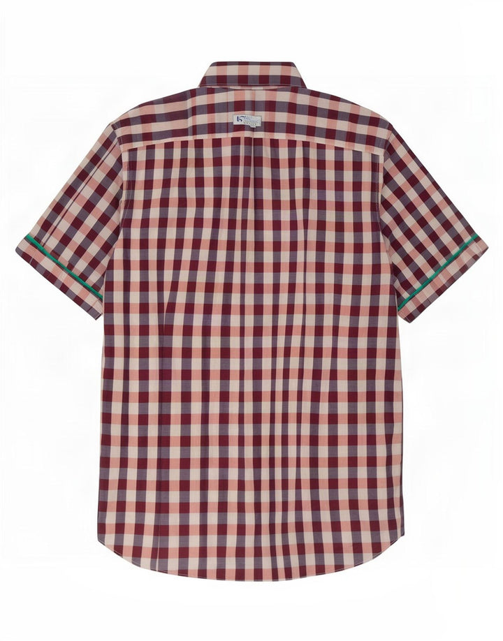 Camisa masculina de manga curta Ted Baker tamanho 3 médio guingão multicolorido