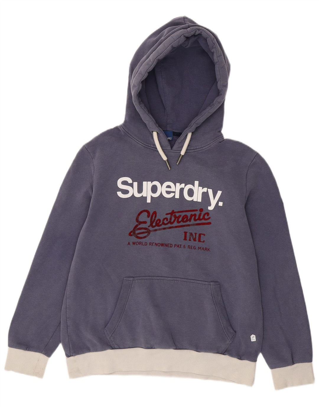 Jumper com capuz gráfico feminino SUPERDRY Reino Unido 16 grande bloco colorido azul marinho
