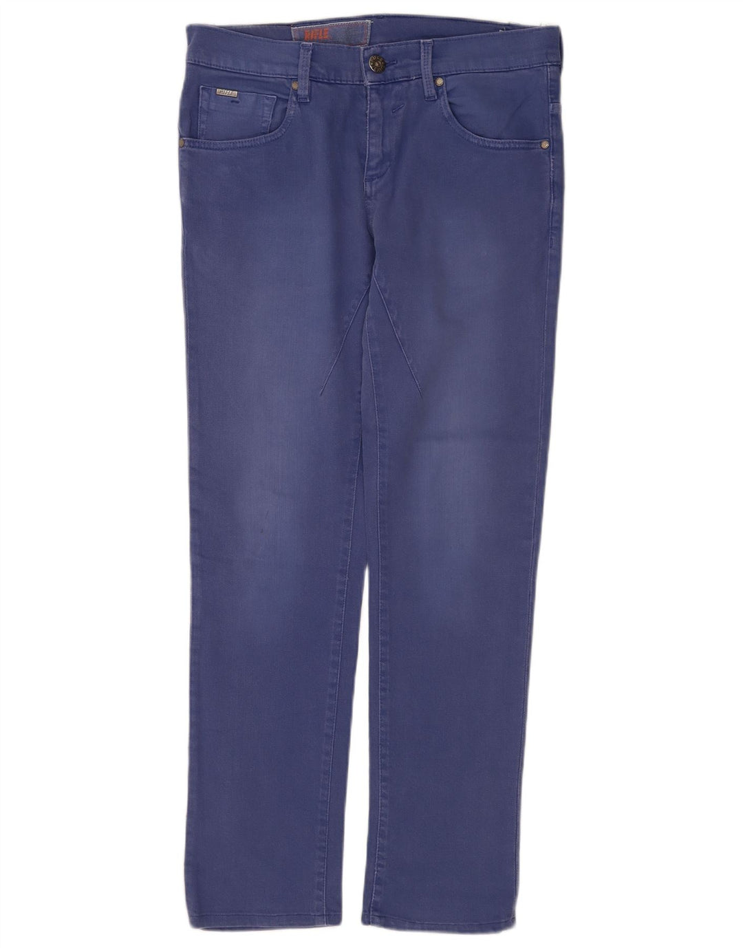 Rifle feminino jeans reto W30 L30 algodão azul