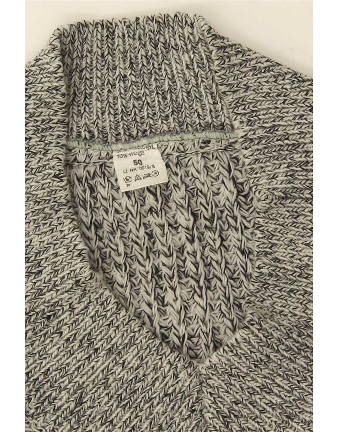 Suéter masculino vintage com decote em V IT 50 cinza médio manchado