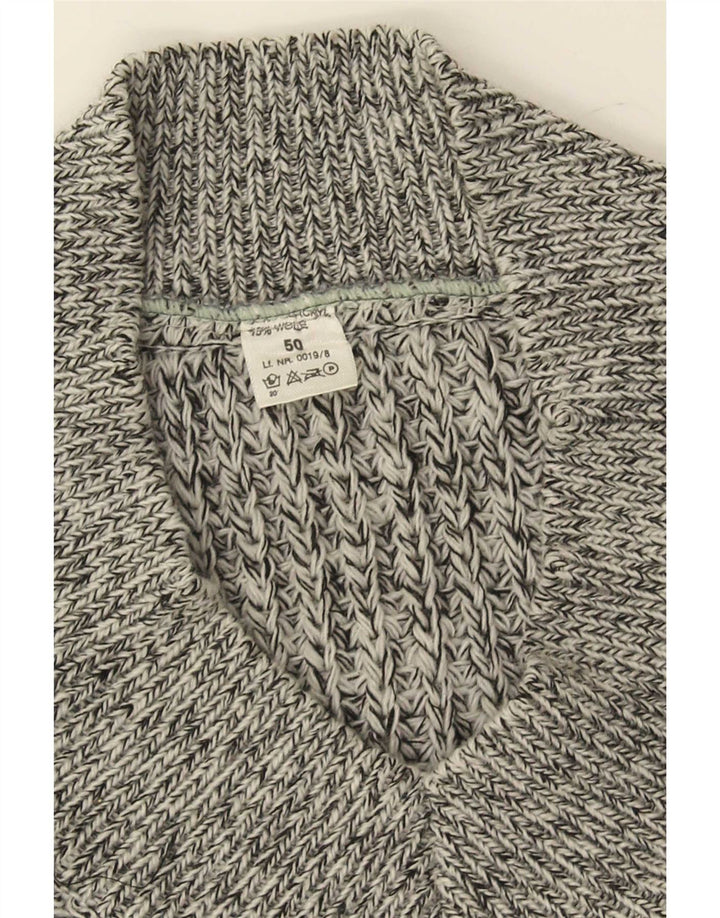 Suéter masculino vintage com decote em V IT 50 cinza médio manchado
