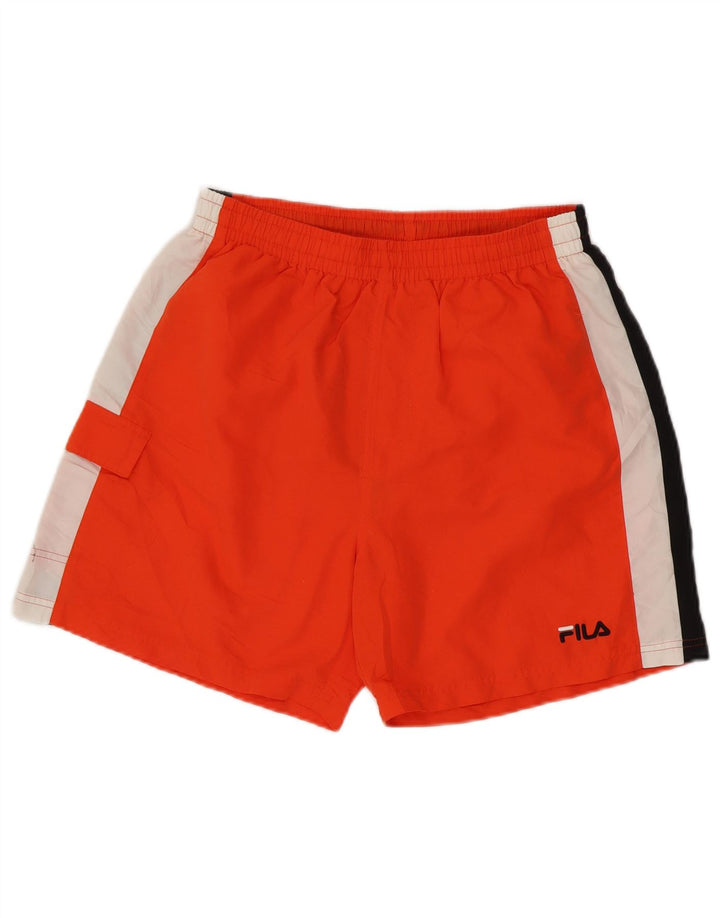 Shorts de natação masculino FILA grande poliéster colorblock laranja