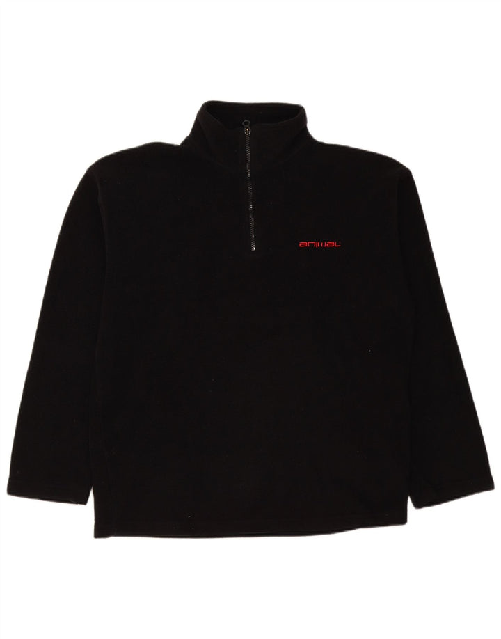 ANIMAL Suéter masculino de lã com zíper e gola grande poliéster preto