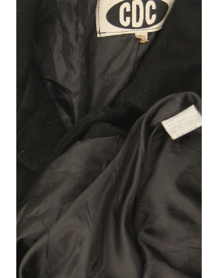 Sobretudo masculino vintage IT 50 grande lã listrada preta