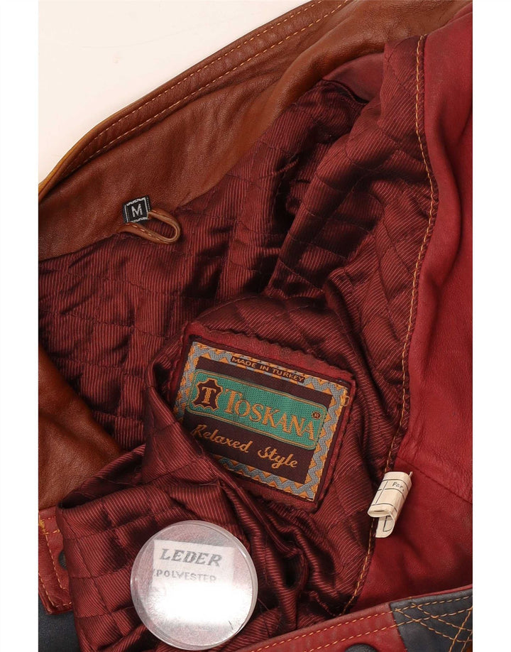 Jaqueta de couro masculina Toskana UK 38 couro colorblock vermelho médio