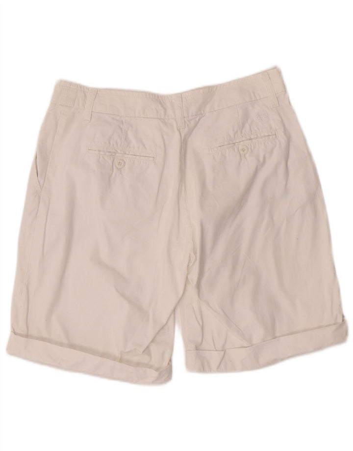 Shorts chino feminino Fred Perry IT 44 médio W30 algodão branco