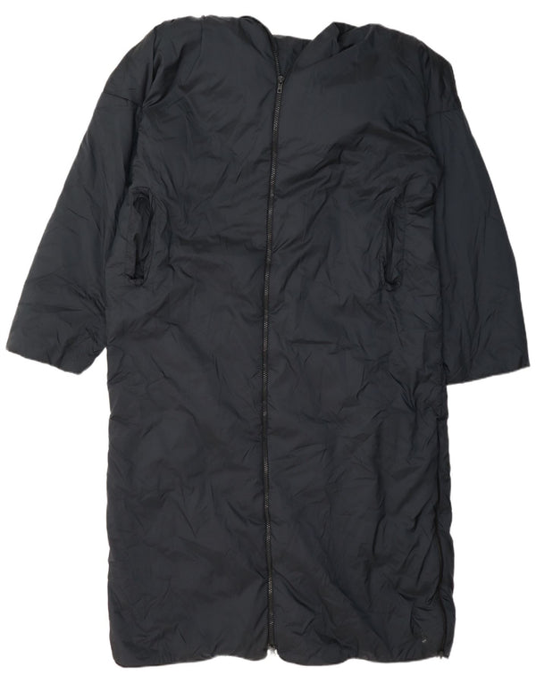 Casaco feminino acolchoado com capuz grande Dkny Reino Unido 14 médio azul marinho nylon