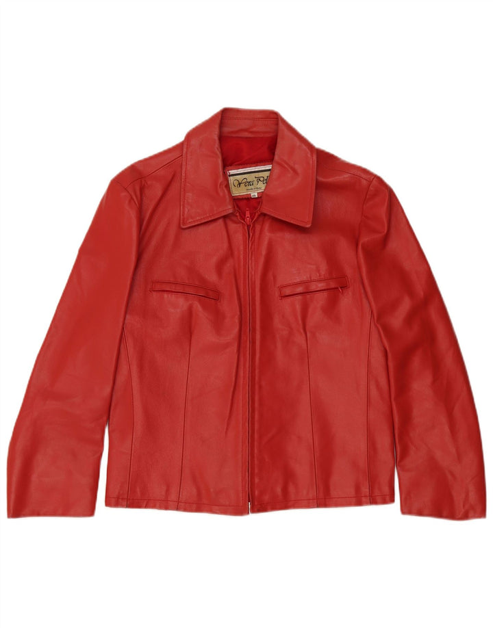 Jaqueta de couro feminina vintage IT 48 XL couro vermelho