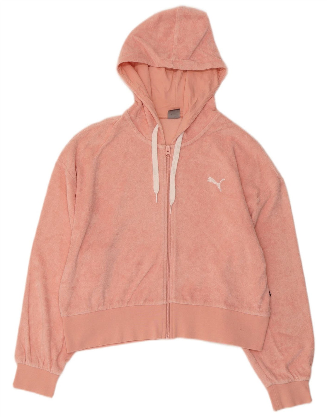 Suéter feminino PUMA Crop Velour Zip com capuz Reino Unido 14 grande rosa