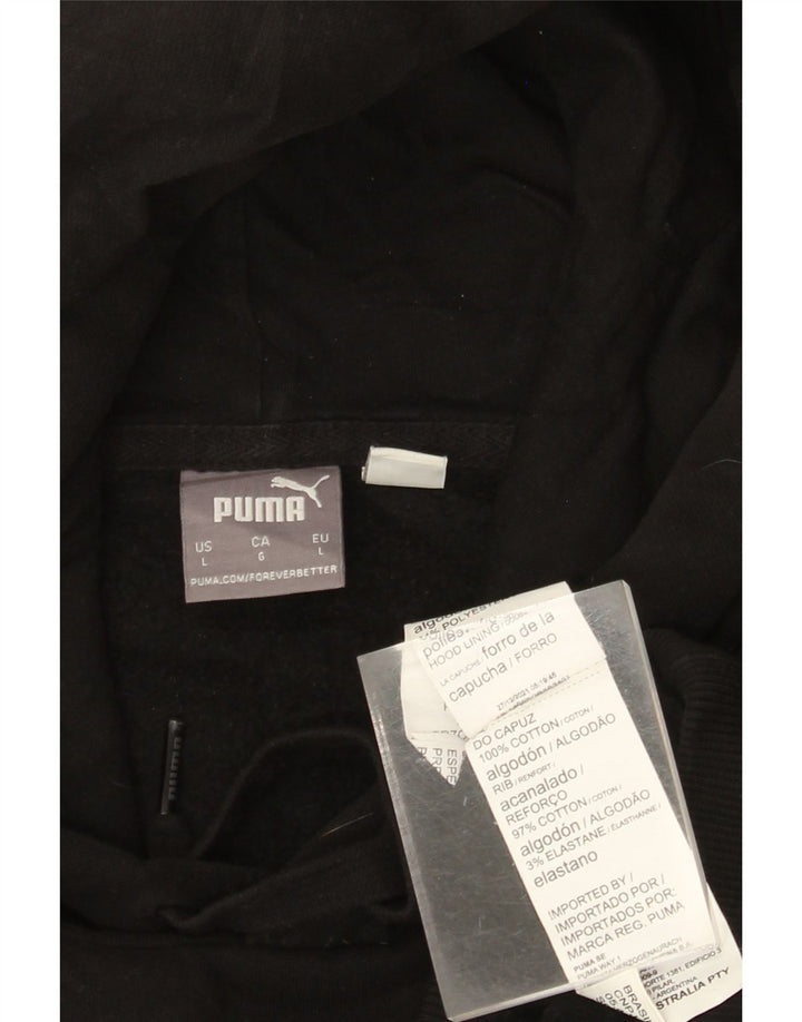 PUMA Mens Graphic Hoodie Jumper Grande Algodão Preto