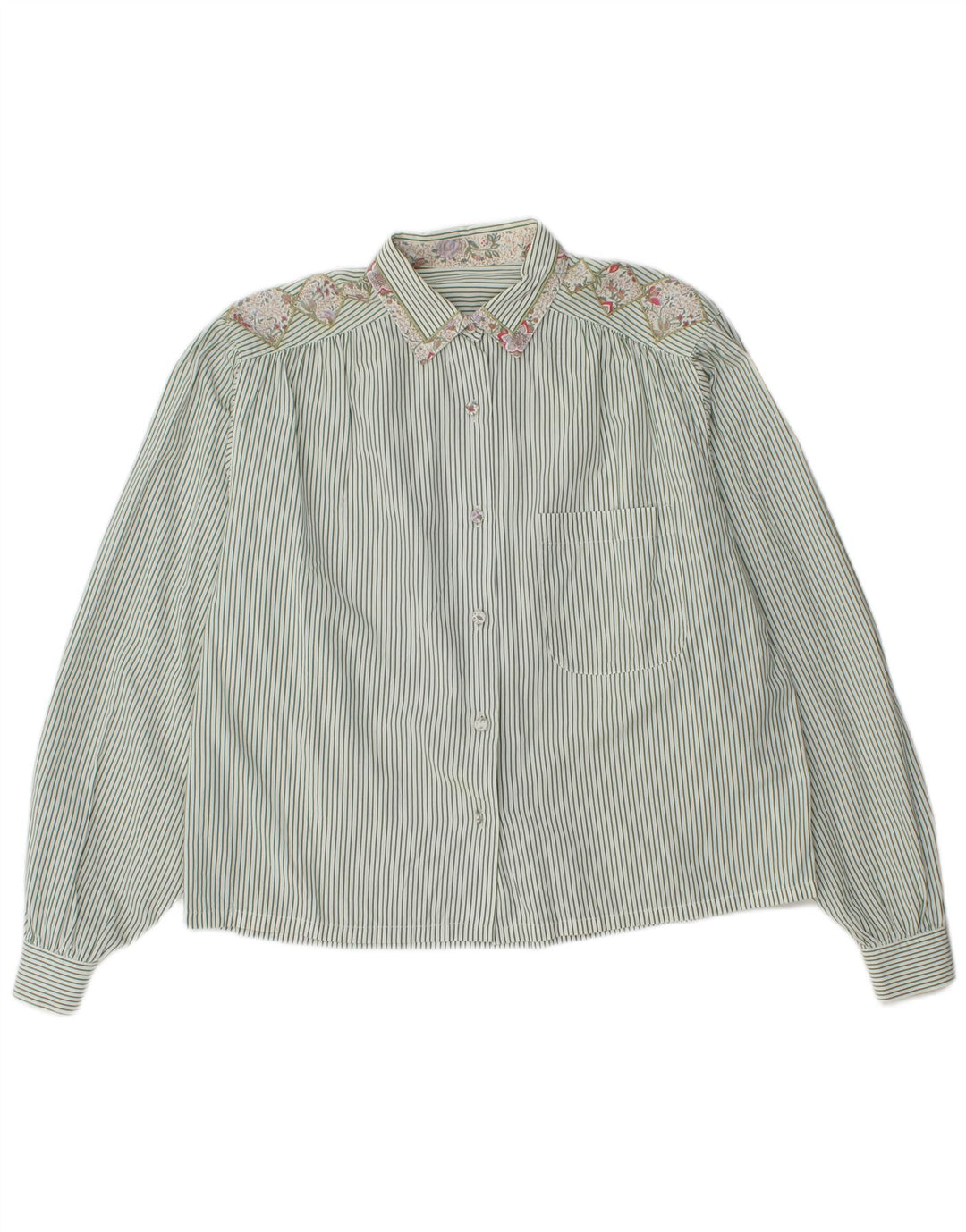 Camisa feminina VINTAGE UK 18 XL listra verde