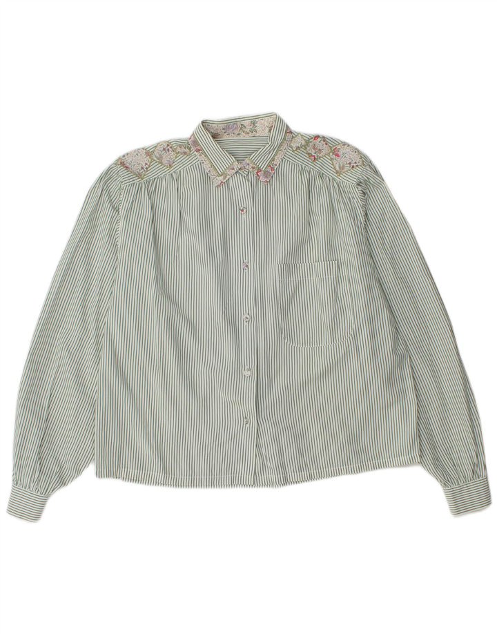 Camisa feminina VINTAGE UK 18 XL listra verde