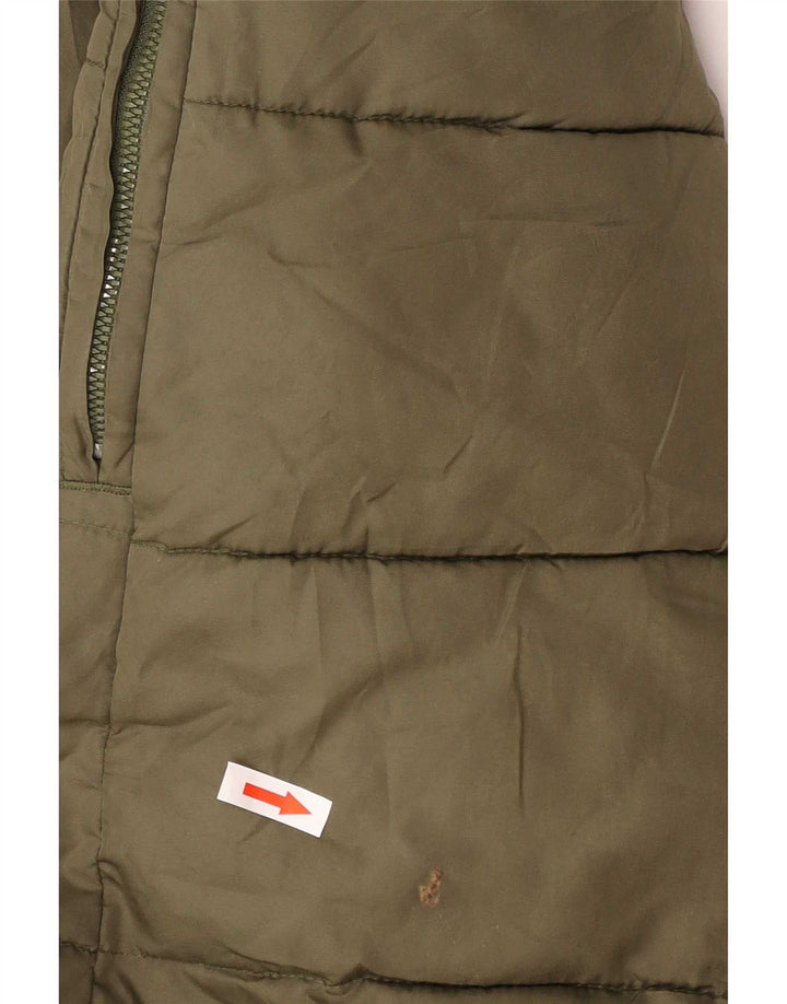 Casaco acolchoado com capuz masculino Gap UK 40 poliéster cáqui grande