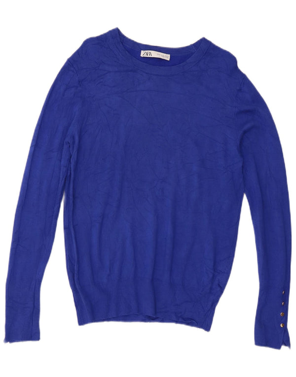 Suéter feminino Zara com gola canoa UK 18 XL azul
