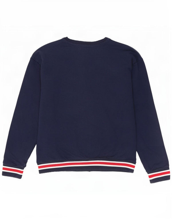 Fila moletom feminino jumper UK 14 médio algodão azul marinho